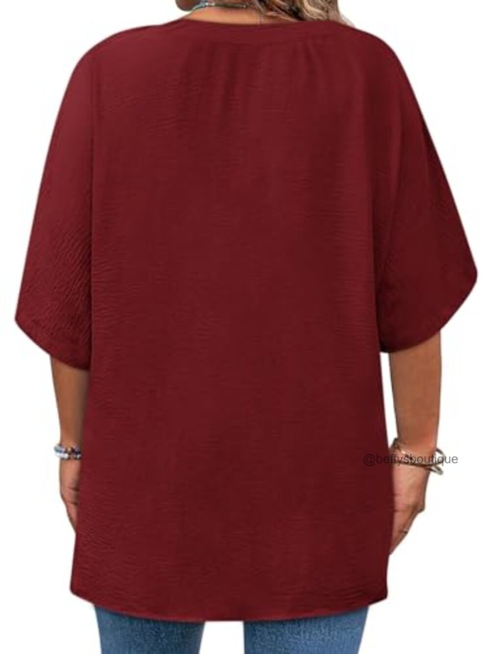 Plus Size V Neck Short Sleeve Tunic Tee Blouse Loose Fit T-Shirt Top - Picture 2 of 7